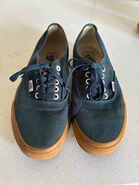 Vans Dark Blue Canvas Shoes with Gum Sole